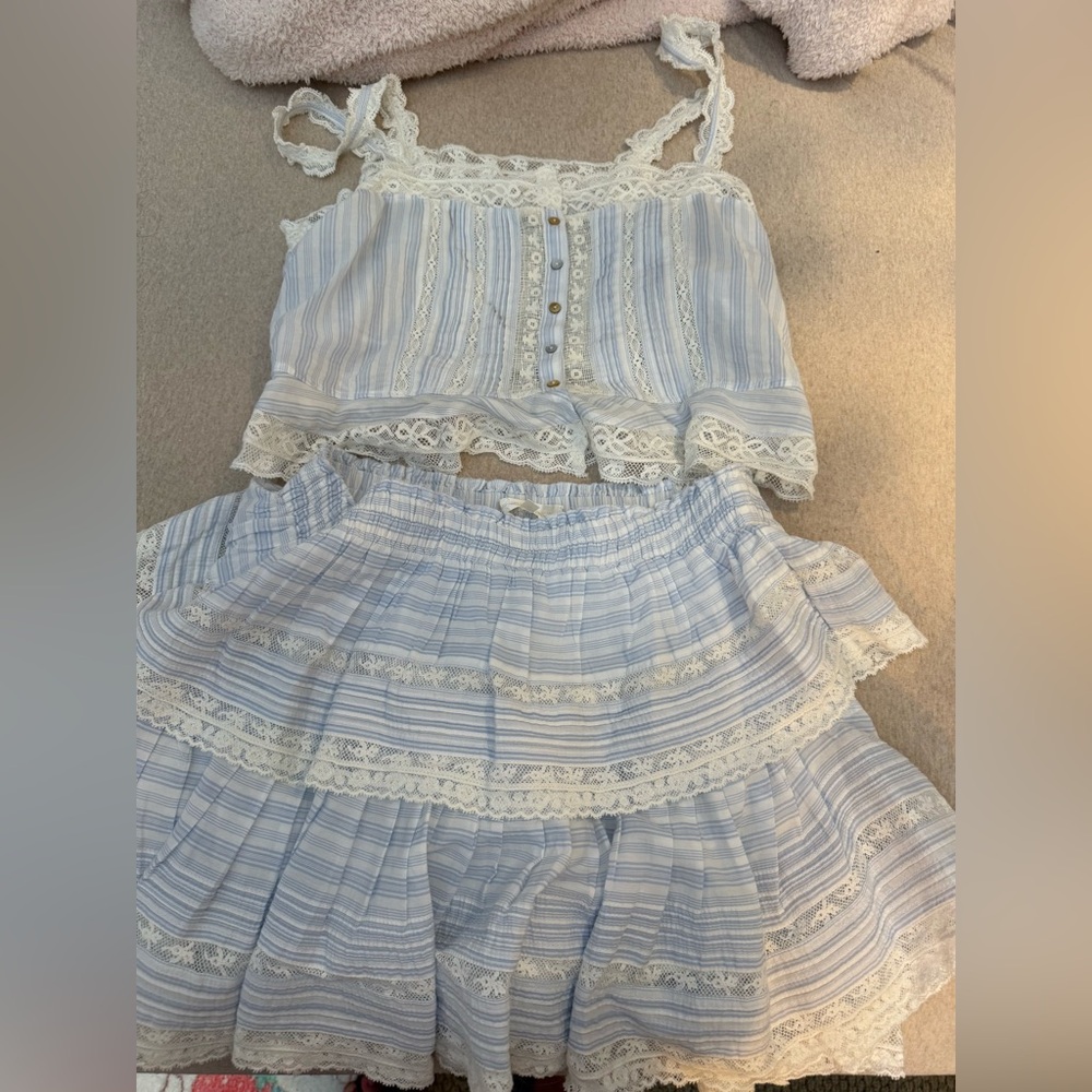 3 NEW LOVESHACKFANCY TOP, SKIRT, AND AUTHENTIC LOVESHACKFANCY HANGER